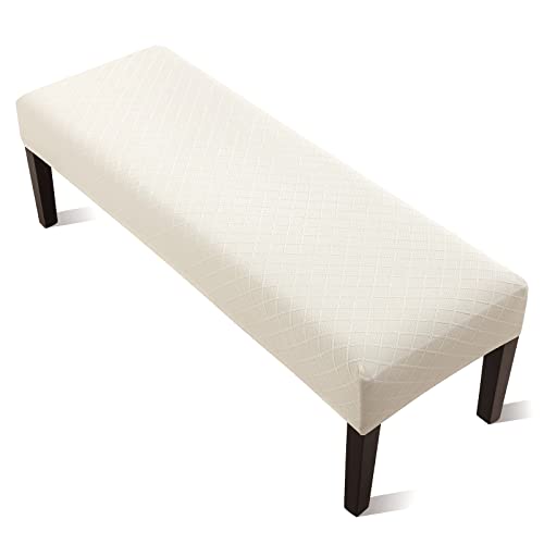 YISUN Waterproof Bench Covers for Dining Room, Stretch Jacquard Bench Slipcover Anti-Dust Removable Washable Chair Seat Slipcovers Protector (Beige)