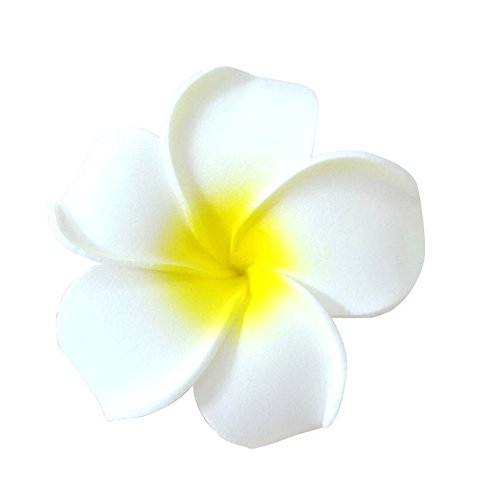 Pursuestar 100Pcs White Foam Hawaiian Frangipani Artificial Plumeria Flower Petals Cap Hair Hat Wreath Floral DIY Home Wedding Decoration 5cm