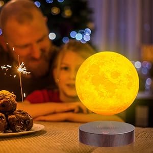 VGAzer Magnetic Levitating Moon Lamp Night Light Floating and Spinning in Air Freely with LED Lights for Home,Office Decor,Unique Holiday Gifts,Night Light