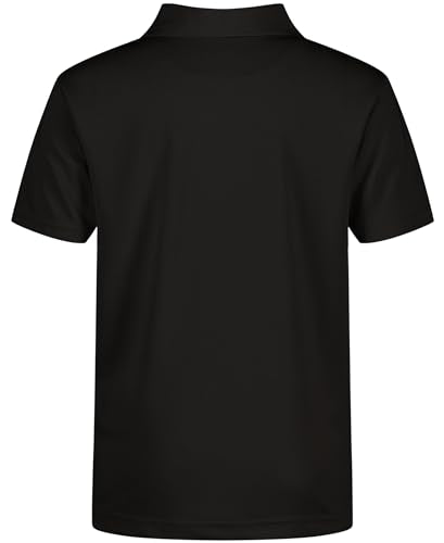 Nautica Boys' School Uniform Short Sleeve Polo Shirt, Button Closure, Moisture Wicking Performance Material, Black 001, 14-16