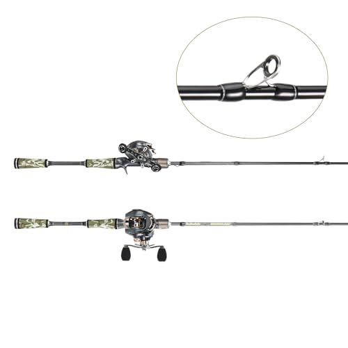 Sougayilang Fishing Rod and Reel Combo, Baitcasting Combo,30 Ton + 24 Ton Carbon Fiber 2 Pieces Fishing Poles with Baitcaster Reel,SuperPolymer Handle