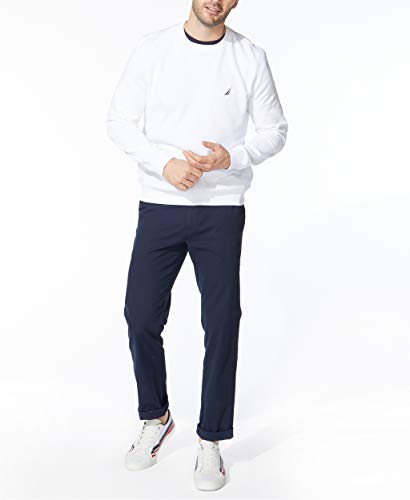 Nautica Men's Basic Crew Neck Fleece Sweatshirt, Bright White, Small