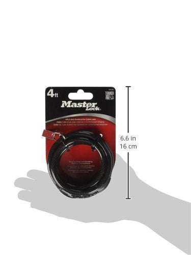 Master Lock Bike Lock Cable with Combination Black, 8143D