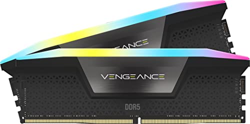 CORSAIR VENGEANCE RGB DDR5 RAM 32GB (2x16GB) 6000MHz CL40 Intel XMP iCUE Compatible Computer Memory - Black (CMH32GX5M2B6000C40)