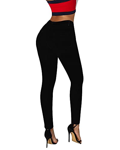 roswear Women's Essentials Ripped Mid Rise Destroyed Skinny Jeans Black Small