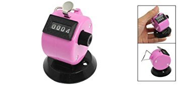 uxcell Golf Pitch 4 Digit Number Clicker Hand Held Tally Counter Black Pink