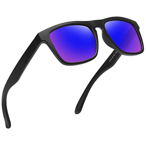 MEETSUN Polarized Sunglasses For Men Women UV Protection Square Frame Sport Fishing Driving Sunglasses (Red-Grey/Red Mirrored)