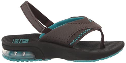 Reef Boy's Little Fanning Sandal, Lime/Navy, 11 Kid