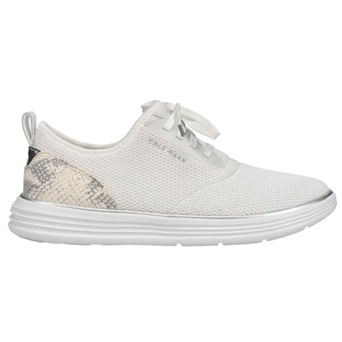 Cole Haan Women's GRANDSPORT Journey Sneaker, Optic White Knit/Chalk Python Print Leather, 5