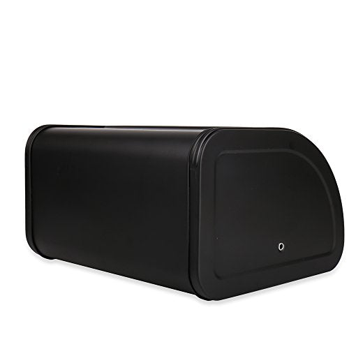 Home by Jackie Inc X458 Black Metal Bread Box/Bin/kitchen Storage Containers with Roll Top Lid (Black)