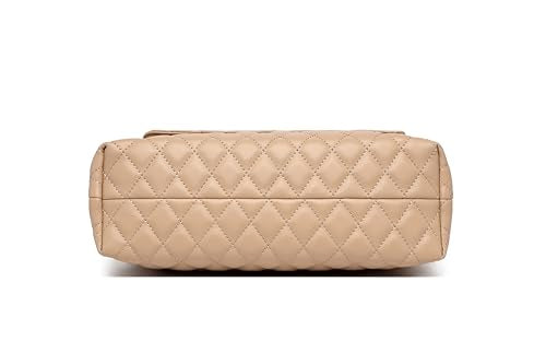 ER.Roulour Chain Shoulder Bag, Quilted Purses for Women, Medium Flap Turnlock Vegan Leather Handbag
