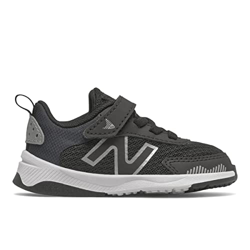 New Balance Unisex Child Dynasoft 545 V1 Hook And Loop Running Shoe, Black/White/Silver Metallic, 8 Wide Toddler US