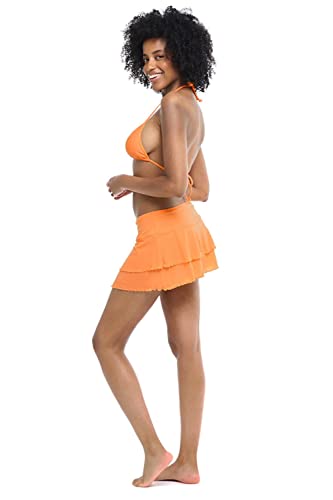 Body Glove Women's Standard Smoothies Lambada Solid Mesh Cover-Up Skirt Swimsuit, Loquat, Large