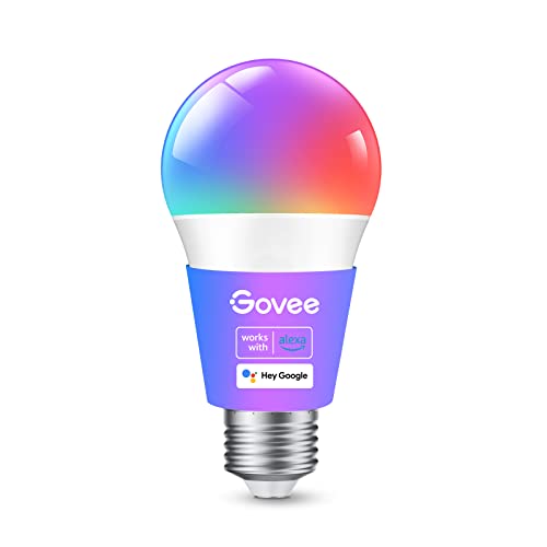 Govee Smart Light Bulbs, Color Changing Light Bulb, Works with Alexa and Google Assistant, 16 Million Colors RGBWW, WiFi & Bluetooth LED Light Bulbs, Music Sync, A19, 800 Lumens, 1 Pack