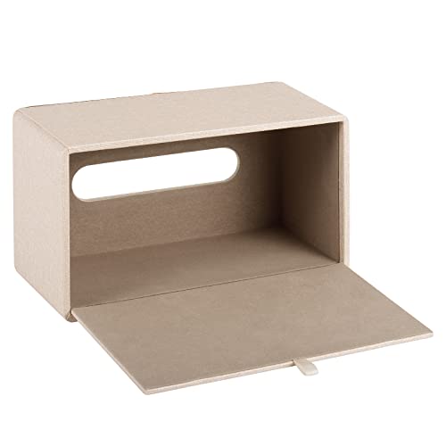 RHCSZ Fashion Leather Tissue Box Holder,Rectangular Tissue Box Cover for Bathroom Dresser Night Stand,Napkin Box Drawer Paper Dispenser,Home Office car Tissue Holder with Magnetic Bottom (Beige)
