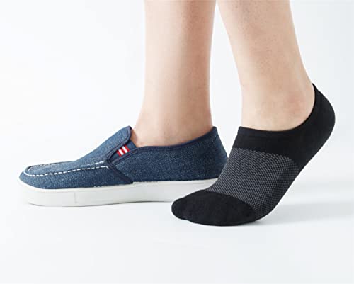 Hicomlor No-Show-Socks with Cushioned&Non-Slip Heel Grip for Men, Athletic Running socks with Mesh 5 Pairs (Black)