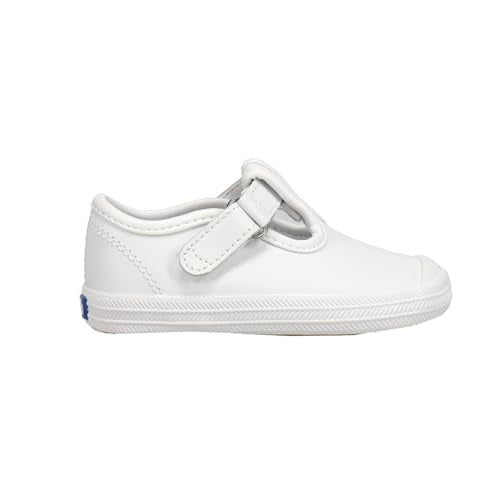 Keds baby girls Champion Lace Toe Cap T-strap Sneaker, White, 3 Little Kid US