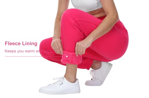 THE GYM PEOPLE Women's Fleece Sweatpants Warm Workout Joggers Pants with Pockets Black