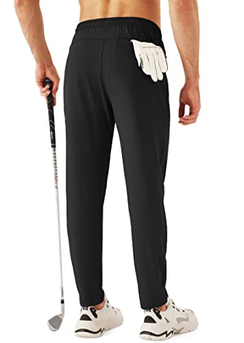 URBEST Men's Stretch Golf Pants with Zipper Pockets Slim Fit Athletic Sweatpants for Men Workout Travel Running Navy 3XL