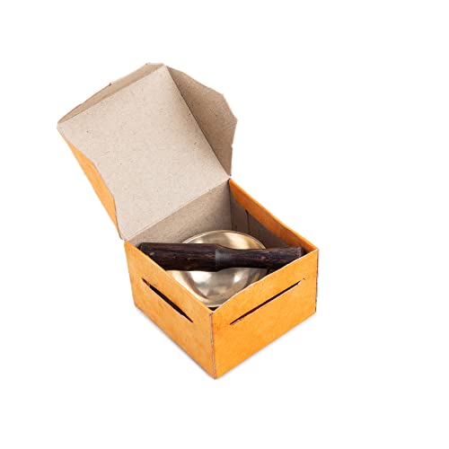 Mini Tibetan Singing Bowl Set - Cute Yoga Gift | Easy to Carry | Unique Sound Bowl Made of Bronze, Authentic Handcrafted Small Singing Bowl for Meditation and Healing - by Himalayan Bazaar (2-Inch)