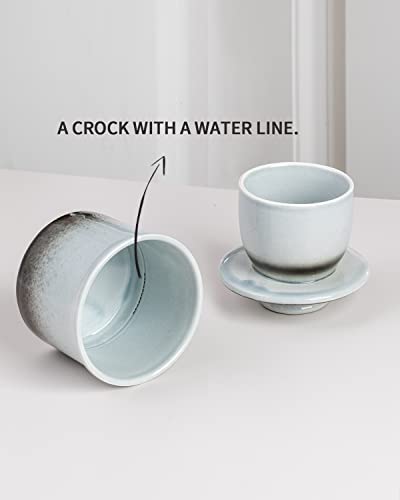 XELA Porcelain Butter Keeper Crock, French Butter Crock for Counter, Butter Keeper With Water Line for Fresh Spreadable Butter-Gradient Grey