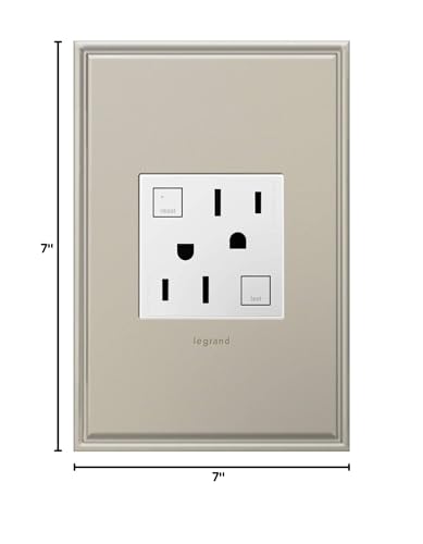 Legrand Adorne Tamper-Resistant Self-Test Electrical GFCI Plus-Size Outlet, 15A, Graphite Finish, AGFTR2153G4
