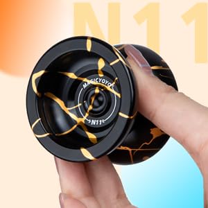 MAGICYOYO Dual Purpose Yoyos - N11 Professional Unresponsive Yoyo and K2 Responsive Yoyo, Black Golden Alloy YoYo & Blue Pink Yellow Plastic Yoyo with 2 Bags,12 Yoyo Strings, Responsive Bearings Kit