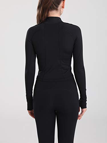 Vsaiddt Women's Athletic Half Zip Sweatshirt Lightweight Quick Dry Workout Yoga Running Crop Tops (A-Black-XS)