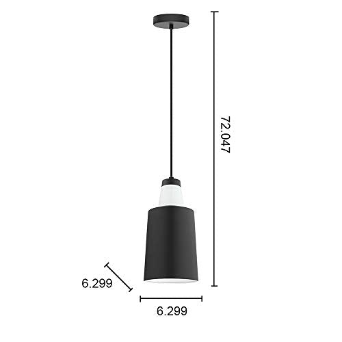 EGLO Lighting 1x60W Mini Pendant w/a Black & White Finish & White Glass