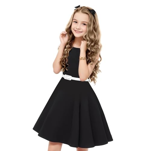HB HBB MAGIC Girls Vintage Dress 50s Retro Twirling Special Occasion Dresses Size 6-14 Sleeveless Kids Dress