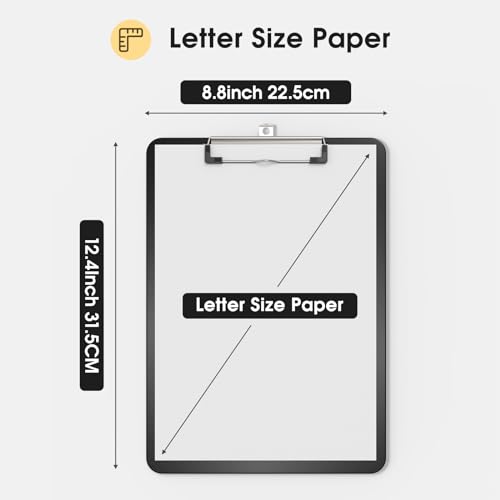 Macroclo Bulk Plastic Clipboards 6 Pack, Purple Clip Board 8.5x11 for Classroom, Students, Kid, Woman, A4 Clipboards Size 9" x 12.5" with Low Profile Clip, Office & School Supply.