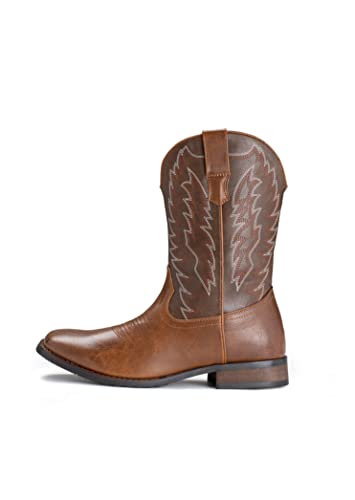 IUV Cowboy Boots For Men Western Boot Durable Classic Embroidered Square Toe Traditional Boots