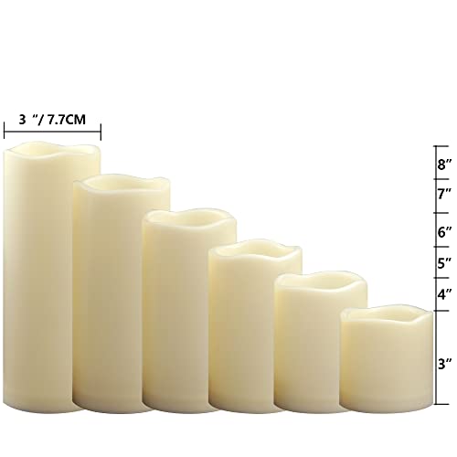 CANDLE CHOICE Waterproof Outdoor Battery Operated Flameless Pillar Candles with Timer White Plastic Realistic Flickering Electric LED Lights for Lantern Garden Wedding Christmas Decorations 9 Pack