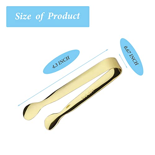 6PCS Ice Tongs Mini Sugar Tongs 4.25Inch Stainless Steel Small Serving Tongs, Small Kitchen Tiny Tongs for Appetizers,Tea Party, Coffee Bar, Desserts (Gold)