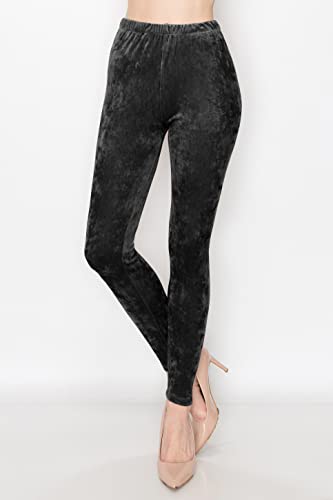 ALWAYS Women Nordic Velvet Leggings - Premium Soft Stretch Warm Winter Reindeer Christmas Printed Patterned Pants 323 Black Plus Size