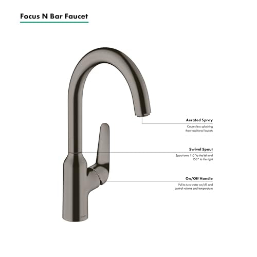 hansgrohe Focus N 14-inch Tall 1-Handle Bar Faucet in Brushed Black Chrome, 71802341