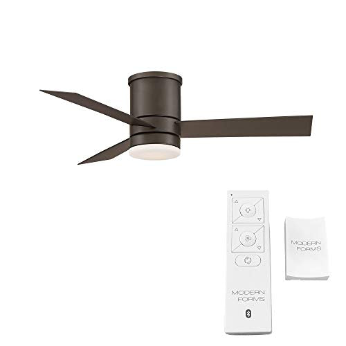 Axis Smart Indoor and Outdoor 3-Blade Flush Mount Ceiling Fan 52in Bronze with 3500K LED Light Kit and Remote Control works with Alexa, Google Assistant, Samsung Things, and iOS or Android App