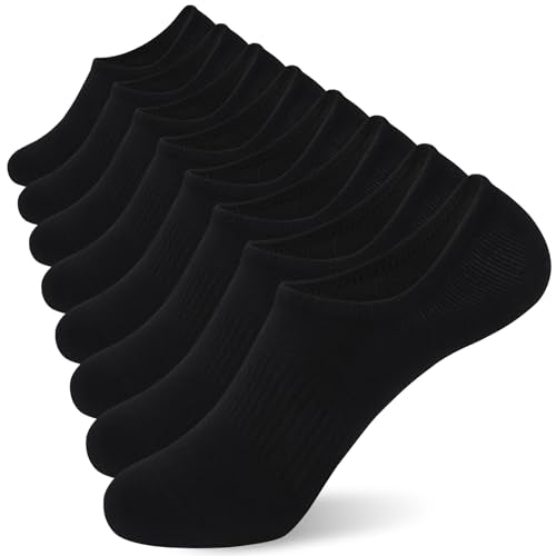 SIXDAYSOX No Show Socks Mens 8 Pairs White Invisible Low Cut Liner Socks With Arch Support Size 5-8