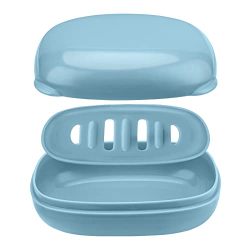 nophike Soap Holder with Lid 1 Pack,Travel Soap Container with Removable Draining Layer.Soap Dish for Home, Camping, Travel,Fashion Soap Box (White)