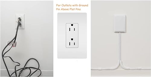 Sleek Socket Original & Patented Ultra-Thin Outlet Concealer for Inverted Outlet with Cord Concealer Kit, Dual 3-Foot Flat Extension Cord with Multiple Outlet, Ideal on Countertop, Outlet Covers