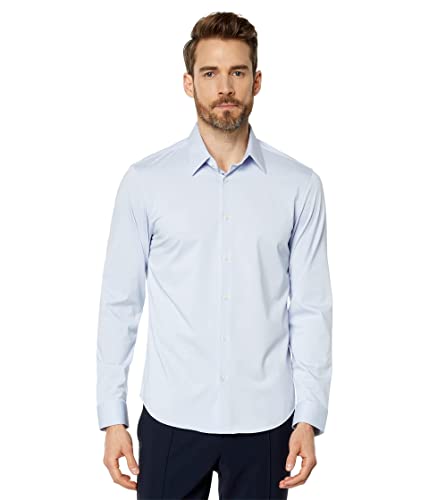 Theory Men's Sylvain Structure Knit Dress Shirt, Olympic, Blue, S