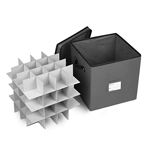 Primode Holiday Ornament Storage Chest, With 4 Trays Holds Up to 64 Ornaments Balls, With Dividers (Gray)