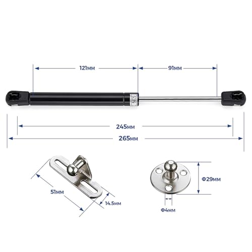 Ravinte Hardware 4 PCS Gas Struts for Cabinet 10 Inch Gas Strut Lift Supports Hinges for Lid Stay Kitchen Cabinet Black Gas Shocks Lift Support 100N/22.5 LB Soft Open Doors Lift Gas Struts