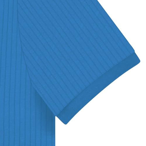 LOGEEYAR Men's Slim Fit Polo Shirts Short Sleeve Breathable Button Down Golf Shirts Ribbed Knit Soft Cotton Tops Blue