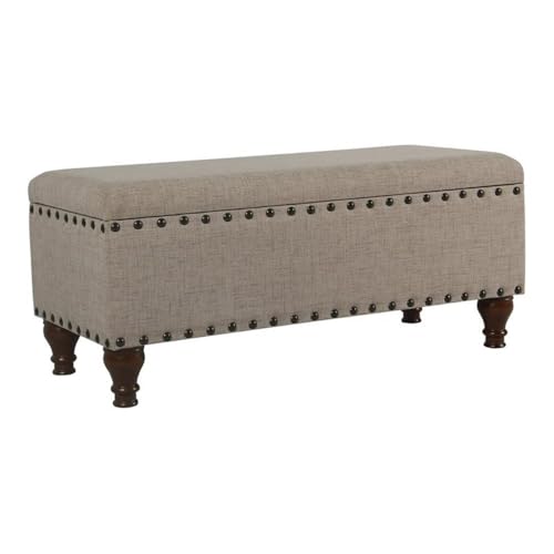 HomePop Large Storage Bench with Nailhead Trim - Tan