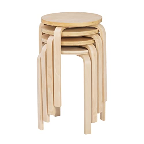 Jenna Natural Round 17.75" Stacking Stool, Set of 4 by Linon