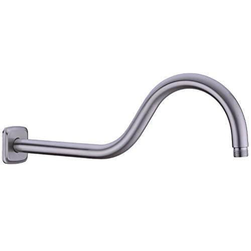 TRUSTMI 16 Inch S-Shape Shower Arm Stainless Steel Extra Long Replacement Pipe with Flange, Brushed Gold