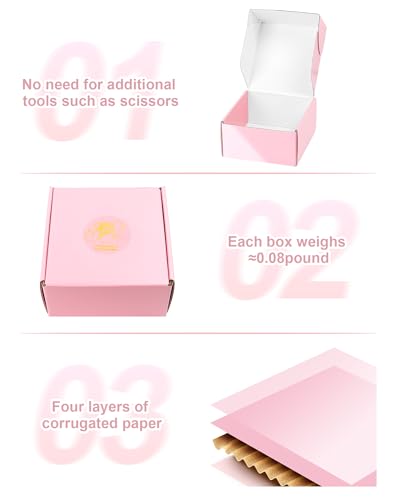 TryDrem Small Shipping Boxes 6x4x2 Inch 50 Pack, Light Pink Mailer Packaging Boxes, Corrugated Cardboard Boxes for Small Business Gift Literature Shipping