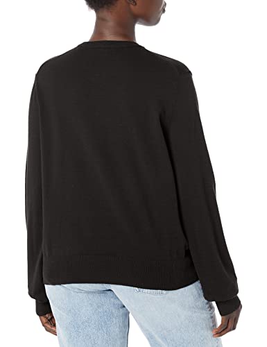 QUALFORT Women's Black Crewneck Lightweight Sweater Pullovers Black Medium