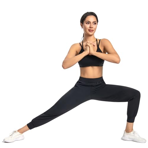 Hooxum Women Joggers Pants Athletic - Lightweight Lounge Pants Soft Sweatpants with Pocket for Workout Casual Jogging Running Black-S